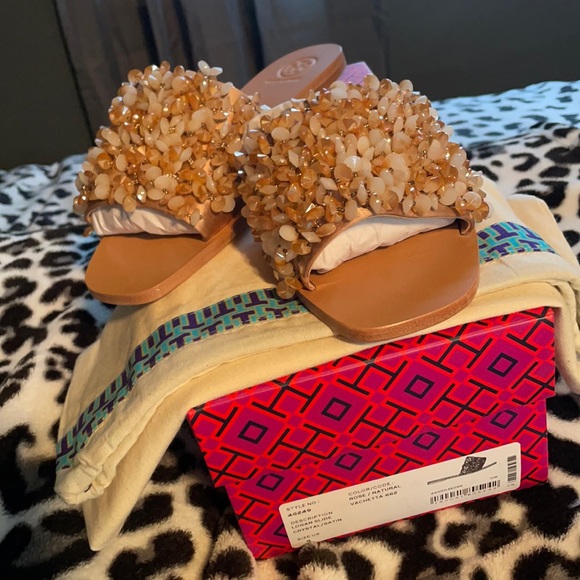Tory Burch Logan Slide Crystal/Satin - Picture 1 of 2